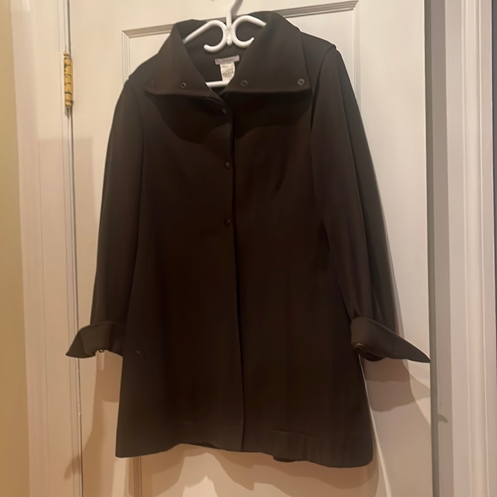 Sarah Pacini moss green double layer wool swing coat